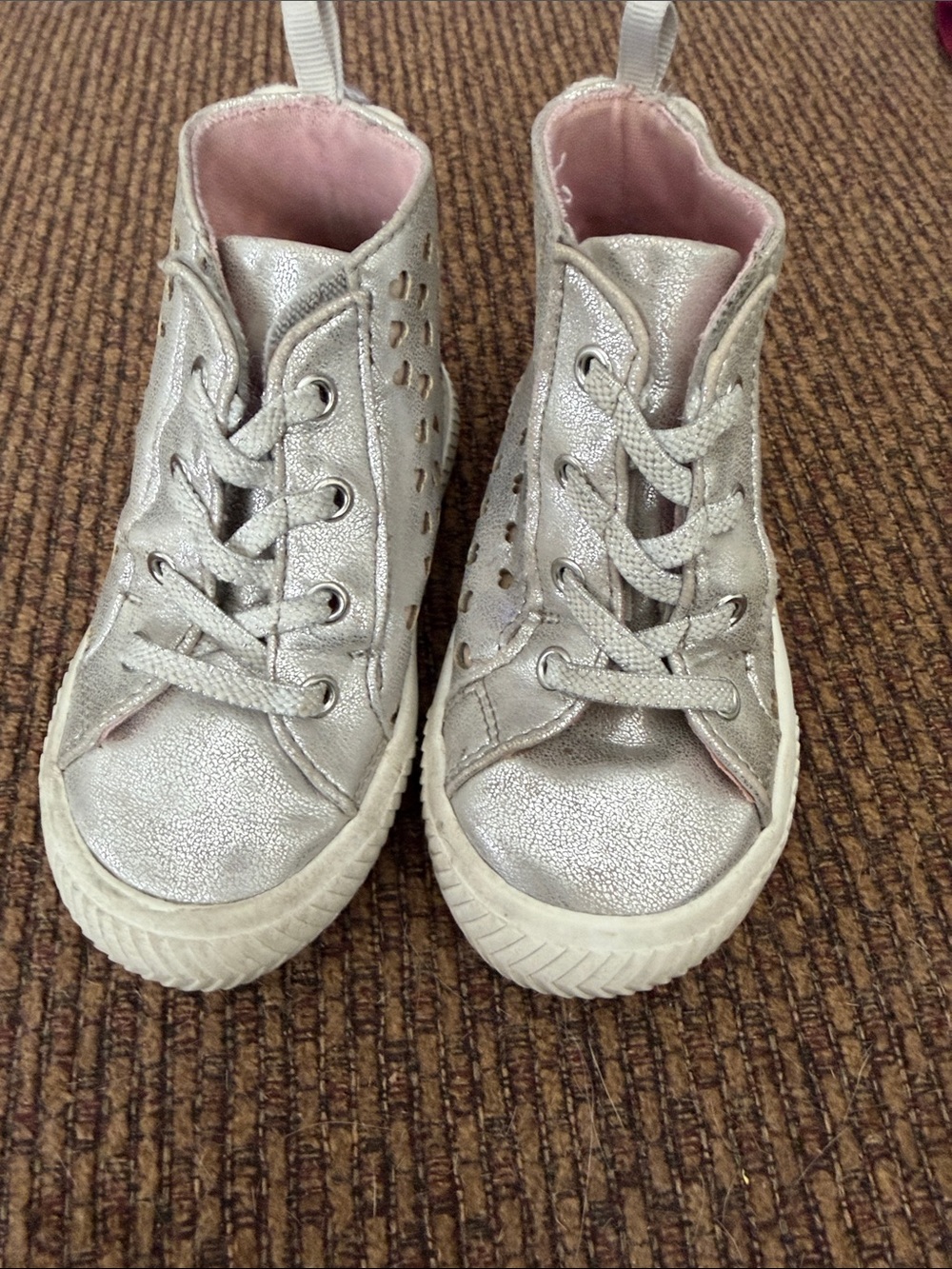 wonder nation Silver Glitter High-Top Sneakers with Pink Interior